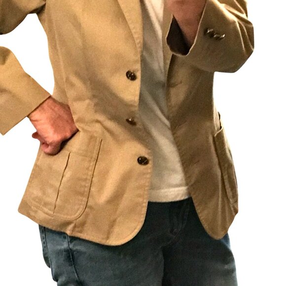 Country Suburbans Blazer Jacket: Vintage Lightweight Cotton Blend, Tan Size 12 - Picture 3 of 8